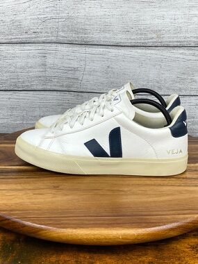 VEJA Campo Leather White Navy Blue Lace Up Casual Sneakers Women’s Shoe Size 11